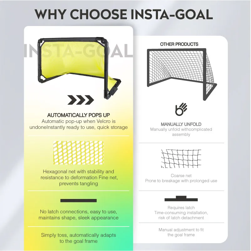 Lightweight Kid Outdoor PVC Plastic Automatically Pops Up Training Equipment Foldable Portable Football Gate Net Soccer Goal