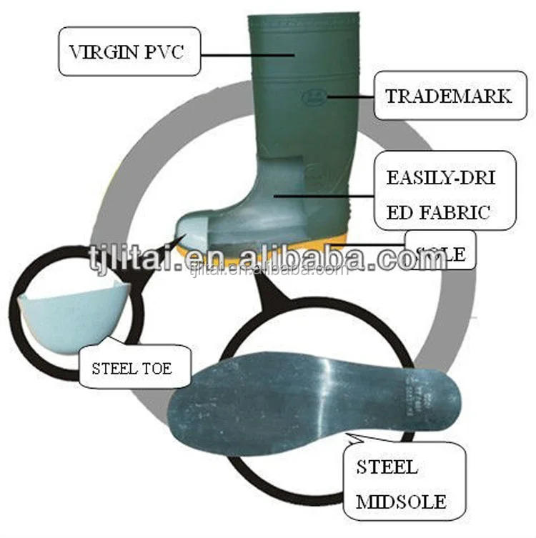 thick soled long waterproof plastic custom wellington tall gum shiny dull pvc plastic rain boots men factory