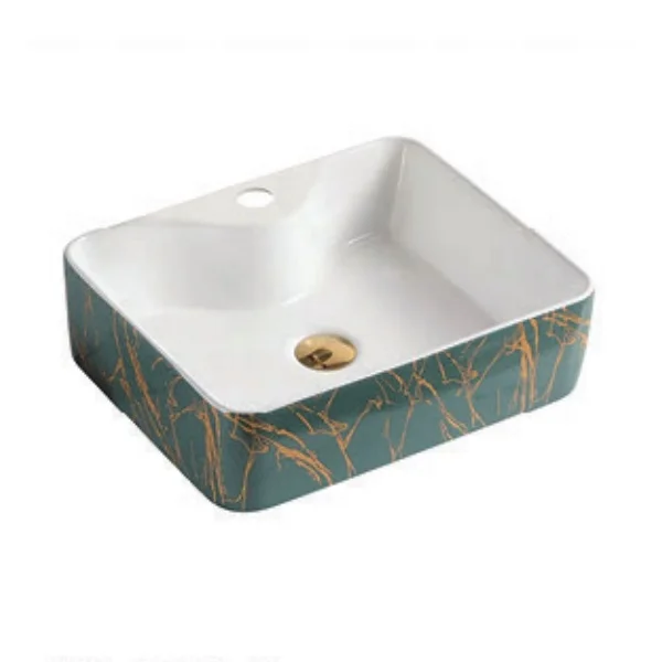 Bathroom Vessel Sink Wash Basin on Countertop Hand Painting Ceramic Modern Oval Washing Hands Pedestal Sinks 3 Years Grade AA 6L