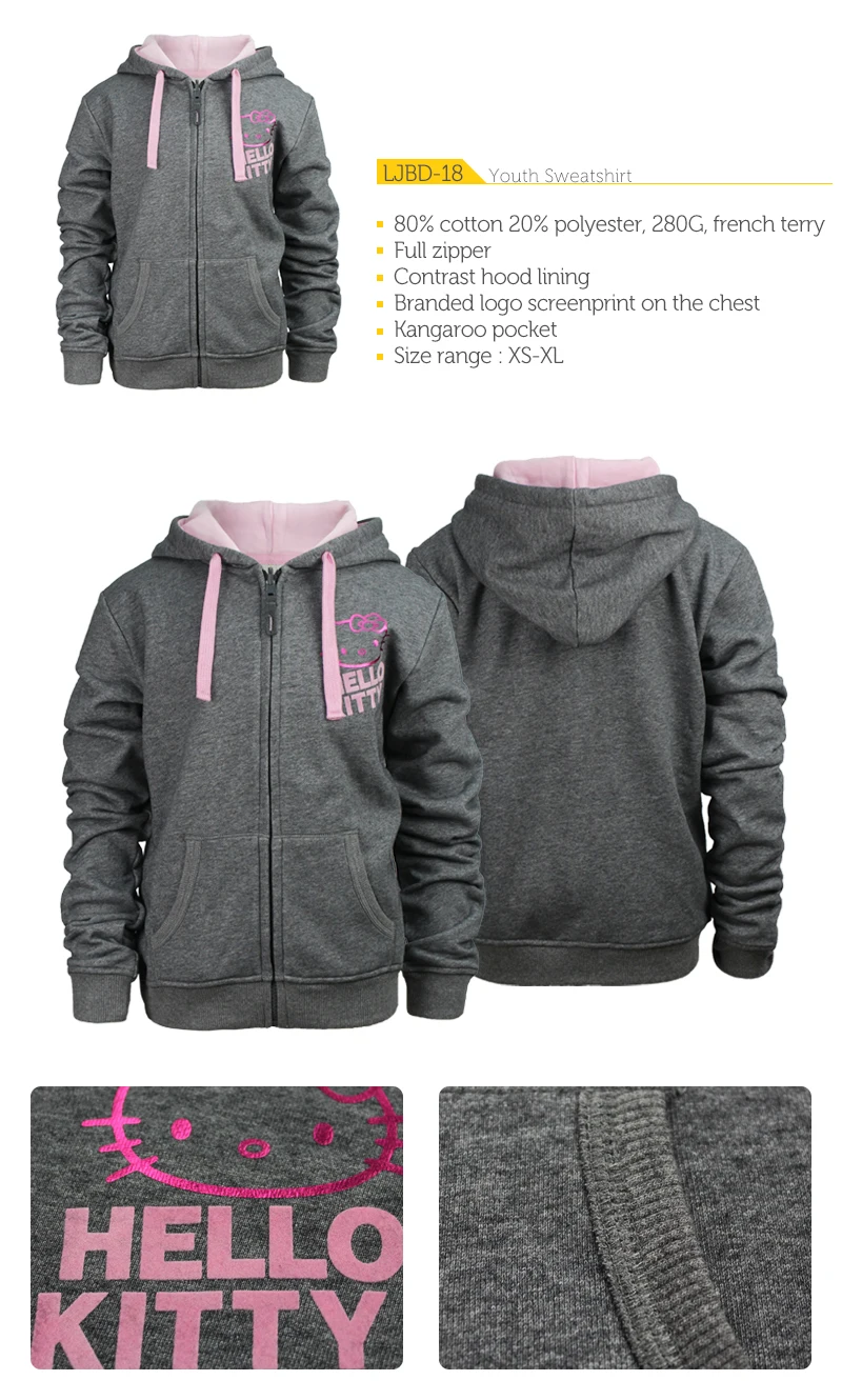 
New hot style spring autumn 2021 youth children kids girls casual sportswear knitted full zip hooded sweatshirt 