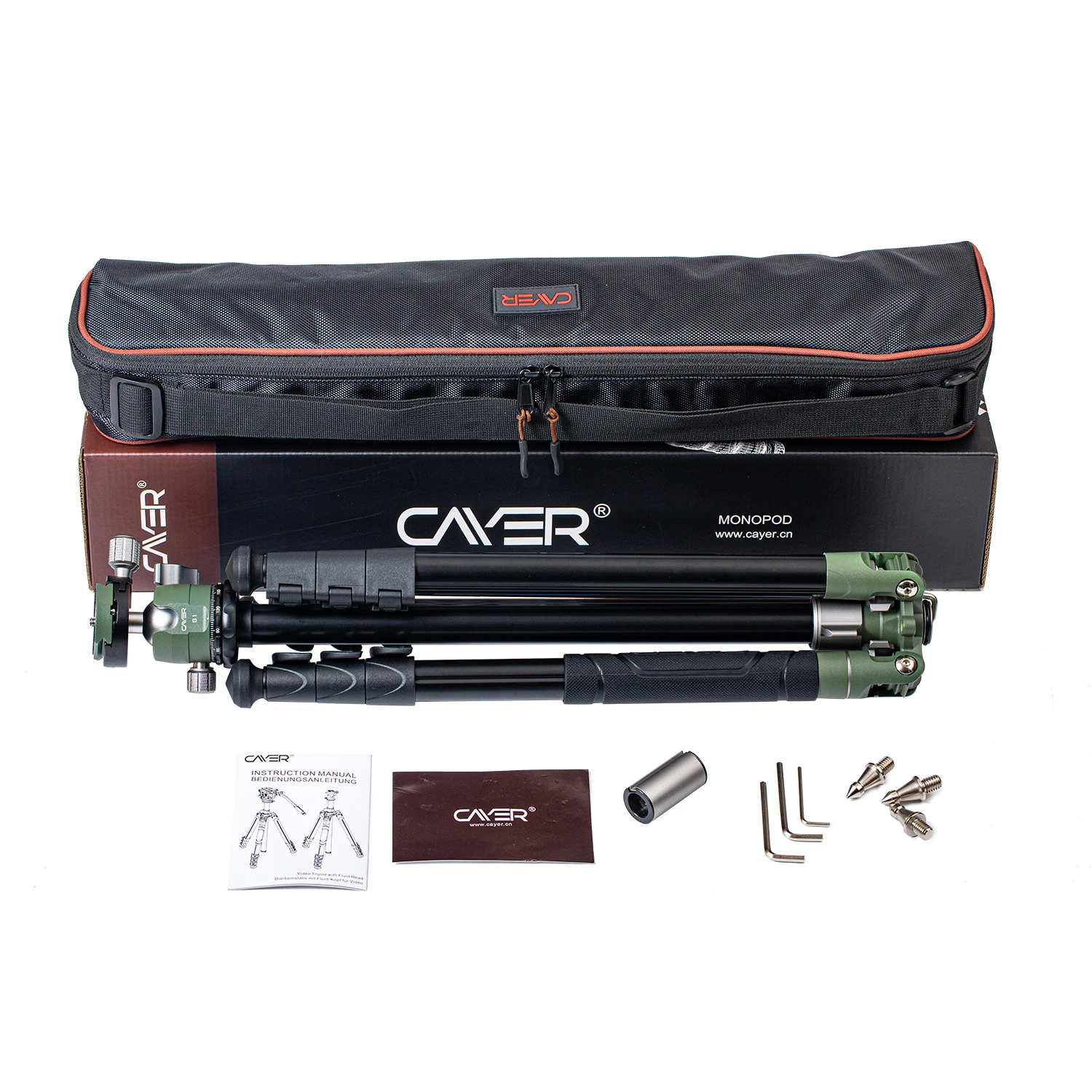 Cayer FP1450G1 Lightweight Aluminum Reverse Folding Tripod Kit with Removable Leg for Monopod Professional Camera Video Tripod