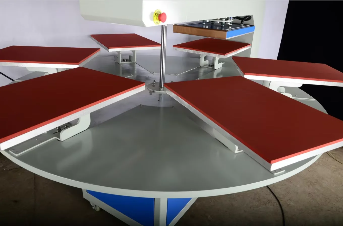 4 Station Turntable Rotary Transfer Heat Press Sublimation Printer Automatic Heat Press Machine For t-Shirt 4 Heads