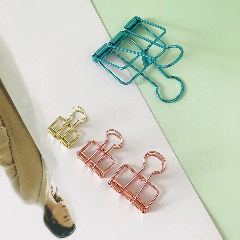Middle Size Color Paper Clip Vintage Bronze Hallow Durable Metal Binder Clips Memo Clips Paper Clamps Bookmark