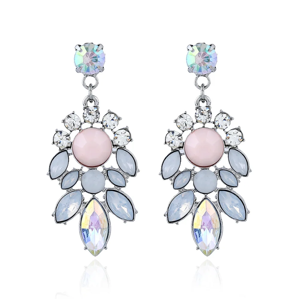 Fashion Statement Big Crystal Chandelier Stone Pendant Bohemia Drop Earrings For Women