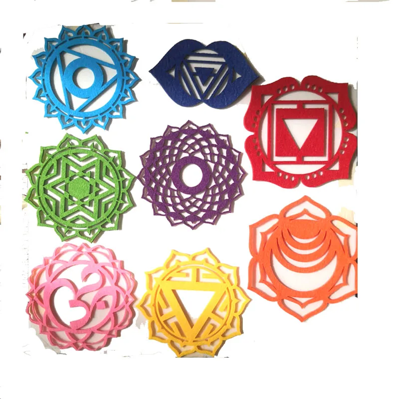 hand gifts boxed chakra felt coasters for drink mantra coasters by laser cutting custom made service  bamboo coaster