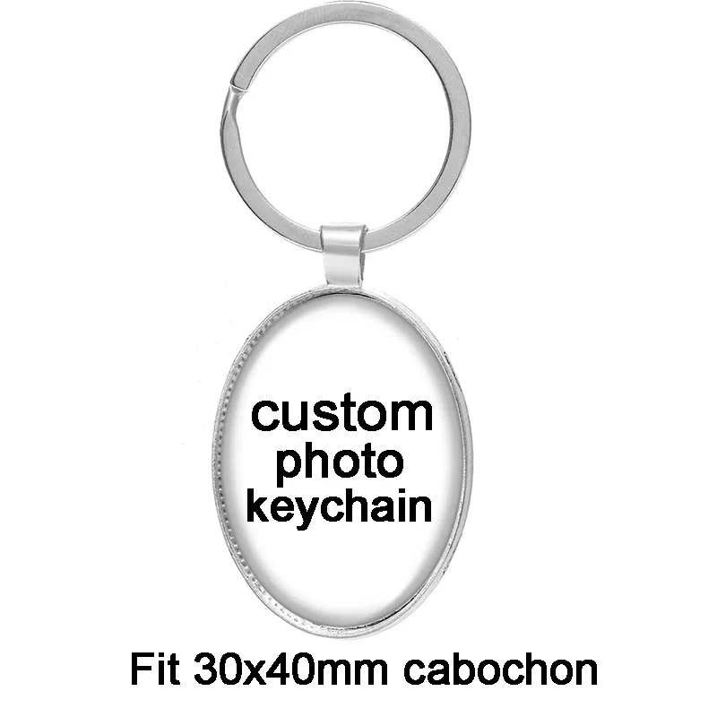 Personalized Photo Custom pictures glass cabochon keychain Bag Car key Rings Holder Charms silver plated key chains Men Women