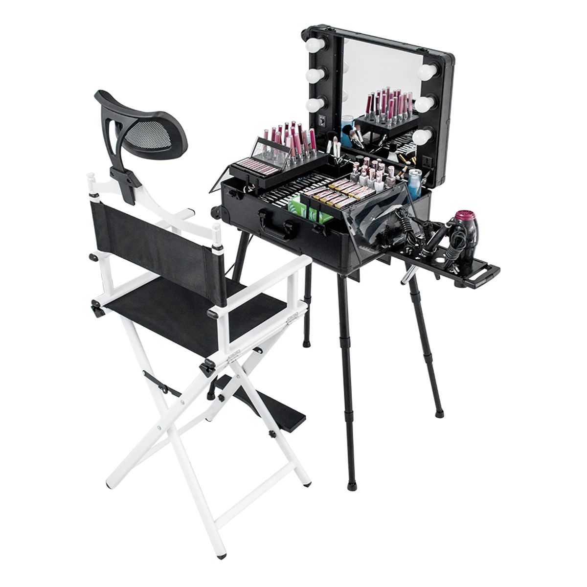 Portable Nylon Fabric Aluminum Folding Chair Makeup Salon Furniture Barber Chair Commercial Furniture Metal