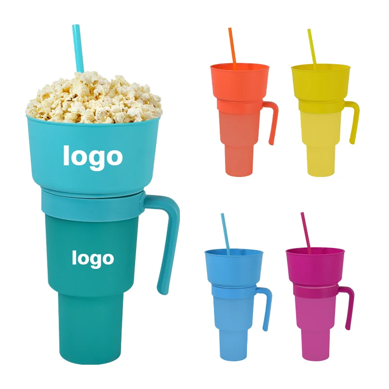 Tik Tok pop 32oz Стадион Стакан Пластиковая чашка для закусок и напитков Попкорн Чипс Кола Кружка Чашка с подносом для закусок