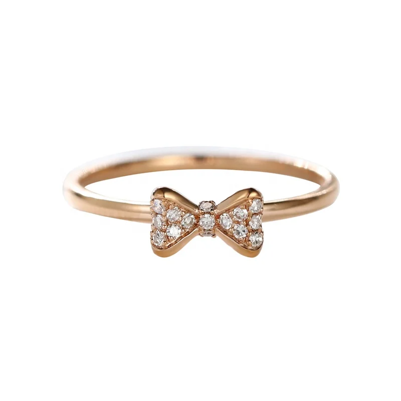 
Simple Fashion 14k Rose Gold Exquisite Bow Design Engagement Ring Cute Rings Jewelry 