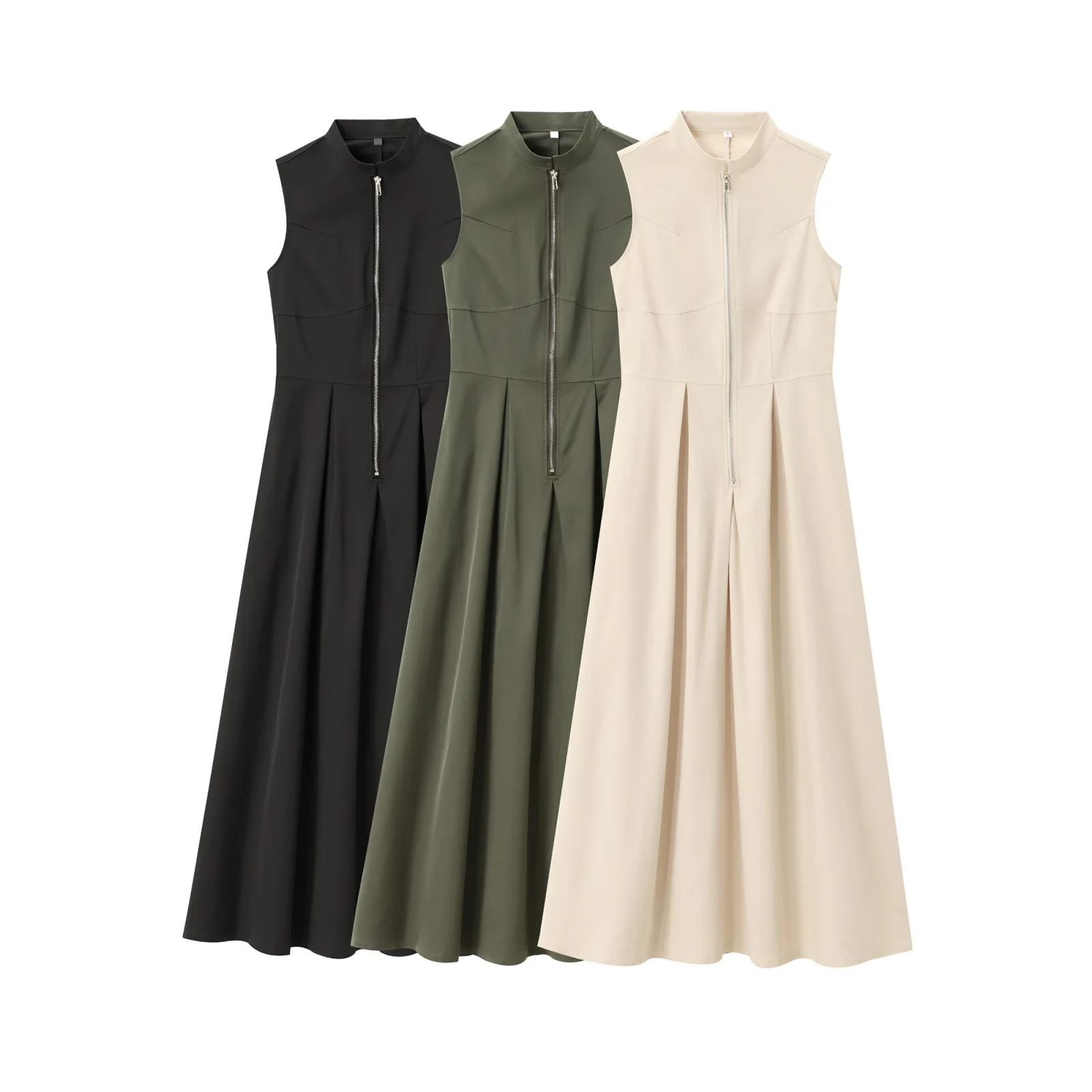 2024 Spring New Fashion Ladies Office Wear Button Waist Long Sleeve Long Dress Women