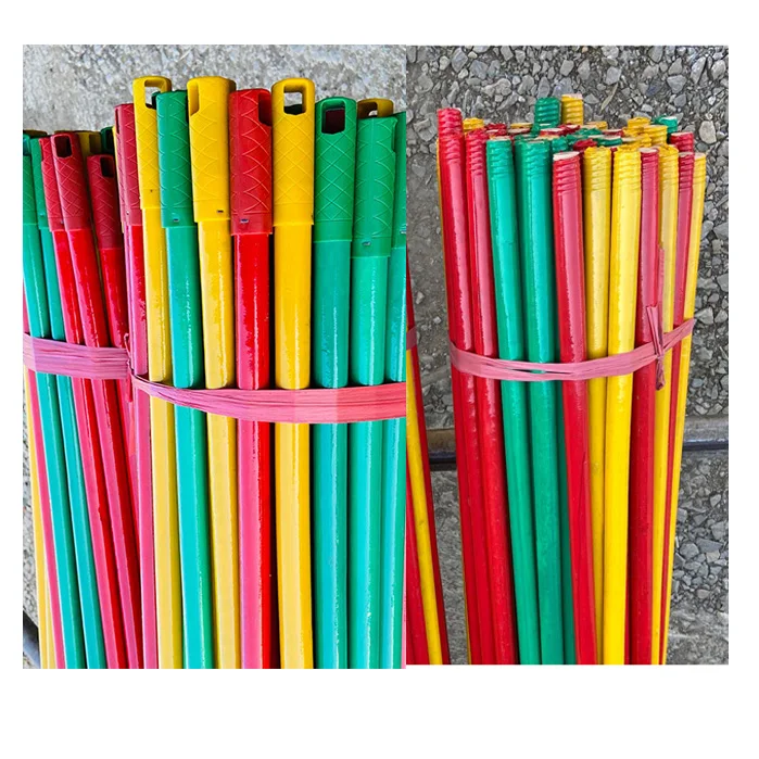 Indian Style Broom Mop with PVC Coated Wooden Stick  for Home Use  Broom Head Made PET  Straight Cut Bottom End Available Colors