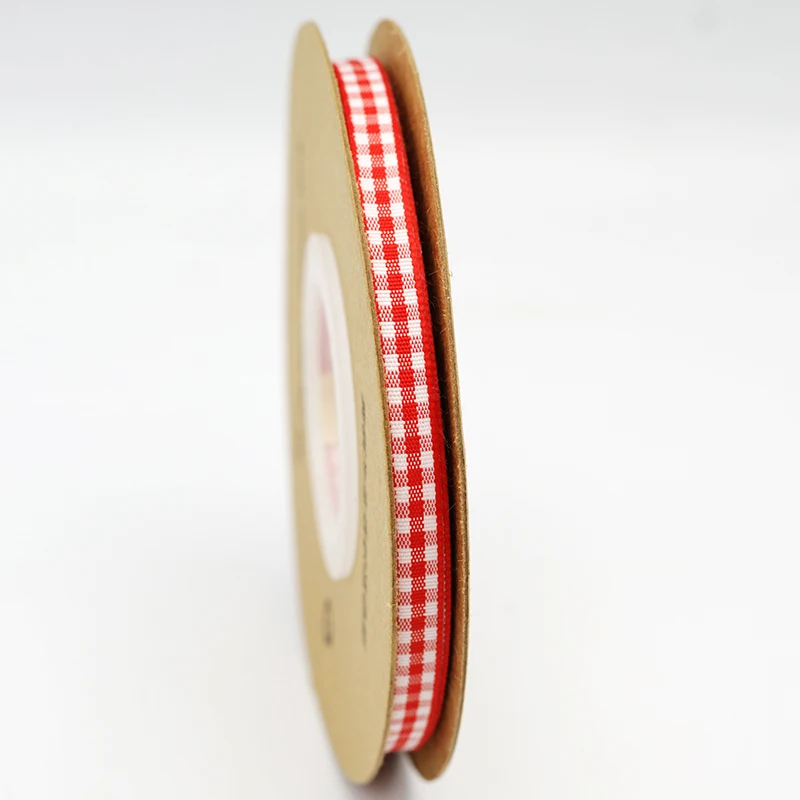 
Factory direct sale 6MM High quality Gingham ribbon for festival decroation gift box packing hair bow ribbon roll 