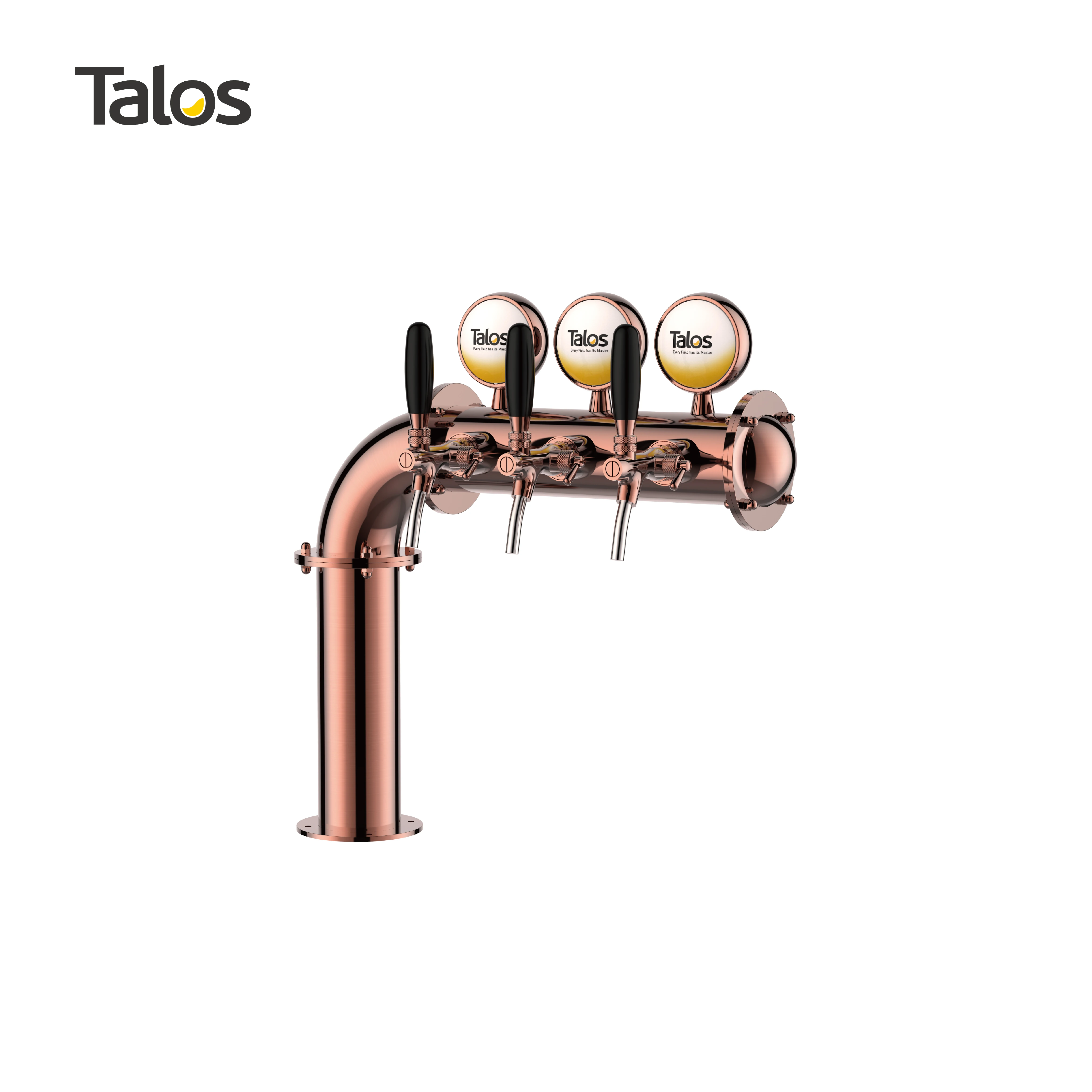 TALOS L Tower Stainless Steel 3 Tap Tower 85mm Beer Dispensing Equipment Draft Beer Tower (Red Bronze)