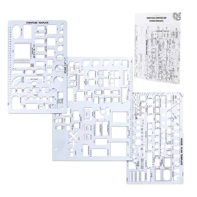 Шаблоны для дизайна интерьера и мебели, чертежные инструменты и формы линейки для архитектуры-набор из 3 шт.