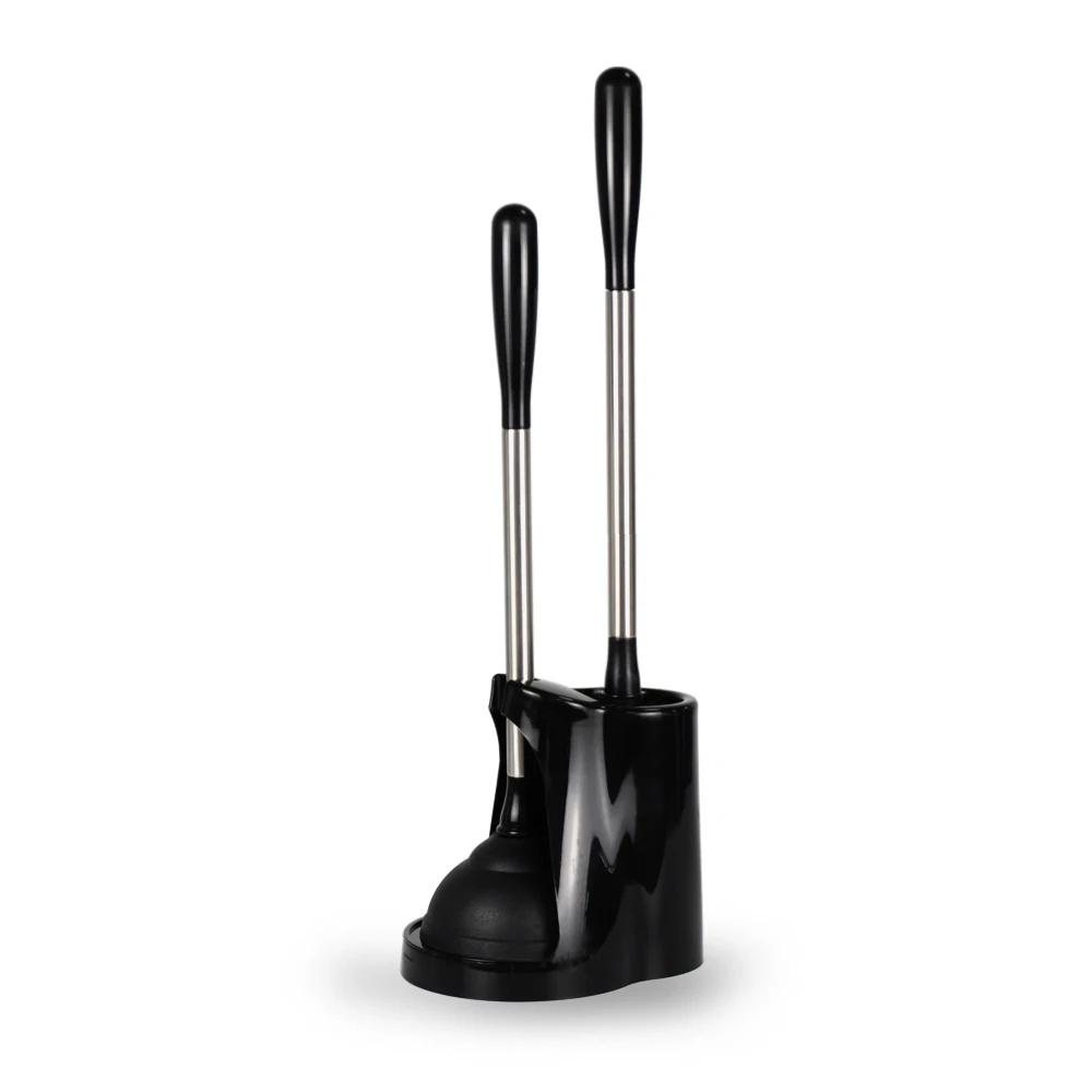 Toilet Plunger and Toilet Brush Combo for Bathroom Cleaning Black 1 Set