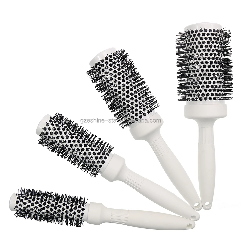 Professional Salon Ceramic Thermal Barrel Brush White Round Styling Hair Brush for Precise Styling