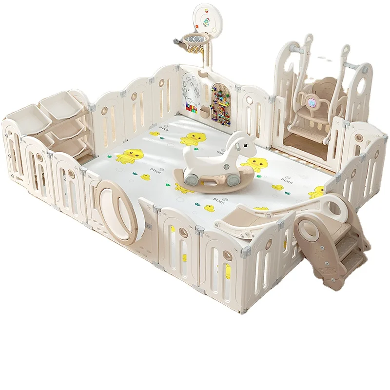 new type high quality Kids Playpen Plastic Fold able fence  For Baby  Playpen  plastic enclosure swing slide combination for kid