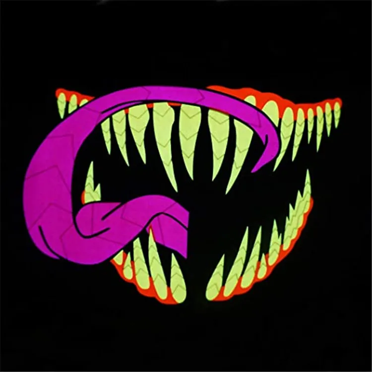 2020 flashing design custom sound active light up glow neon el panel led mask for halloween DJ club party