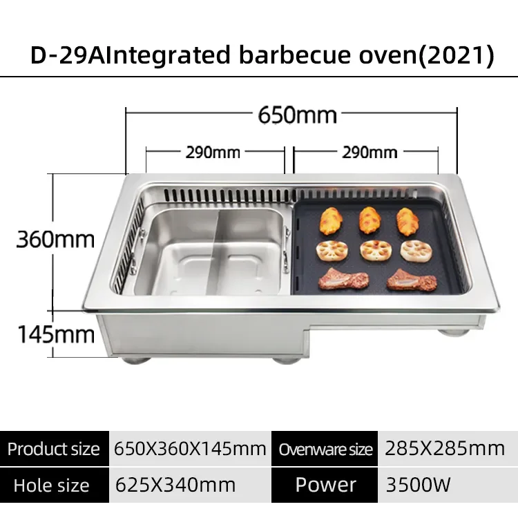 Smokeless Korean Bbq Grill And Hot Pot Table Electric Hotpot Barbecue Integrated Table
