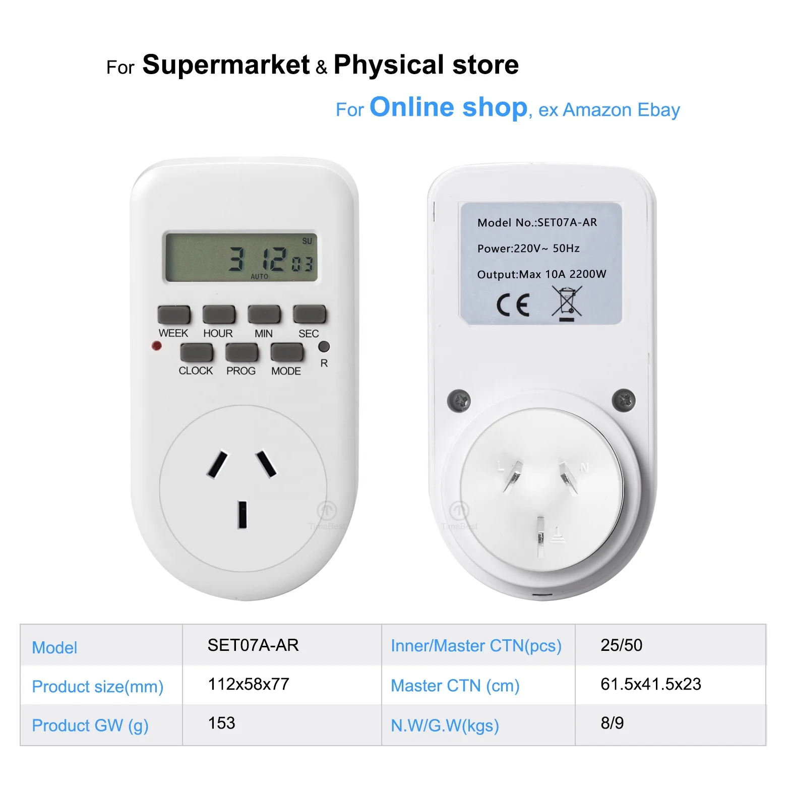 Indoor Digital Wall Switch Timer for 7days