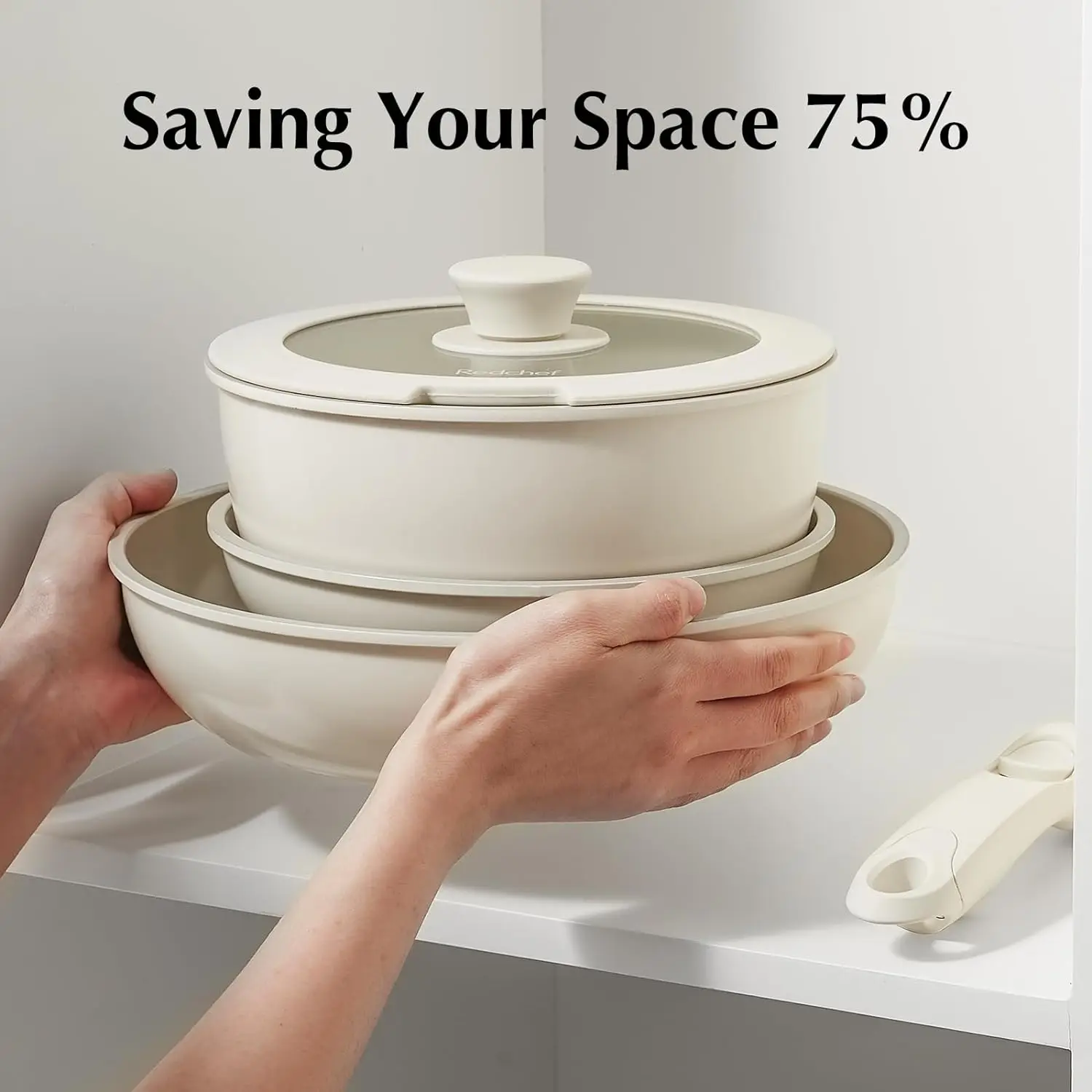 tiktok hot Ceramic Pots and Pans Set Non Stick, Removable Handle Pots and Pans Set Non Stick, Non Toxic Pots and Pans Set Non St