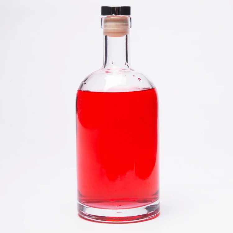 wholesale Luxury Whiskey Vodka 100ml 375ml 500ml 750ml Spirits Liquor Glass Bottle With Flat Shoulder Bamboo Stopper Cork