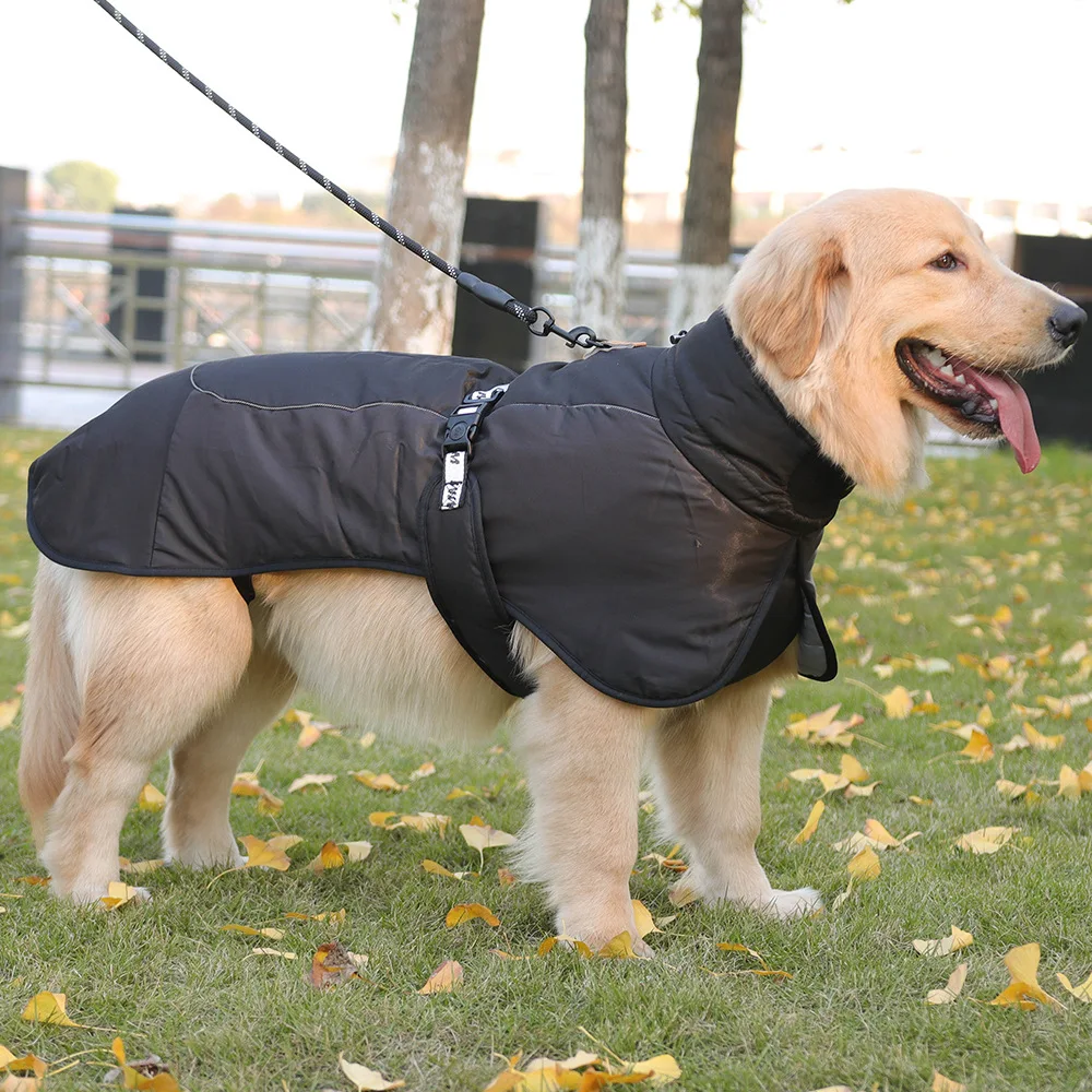 Hot Sale Waterproof Pet Clothes Winter Warm Cotton Waistcoat Dog Jacket with reflective lines Sizes XL-6XL Leisure Pet Apparel