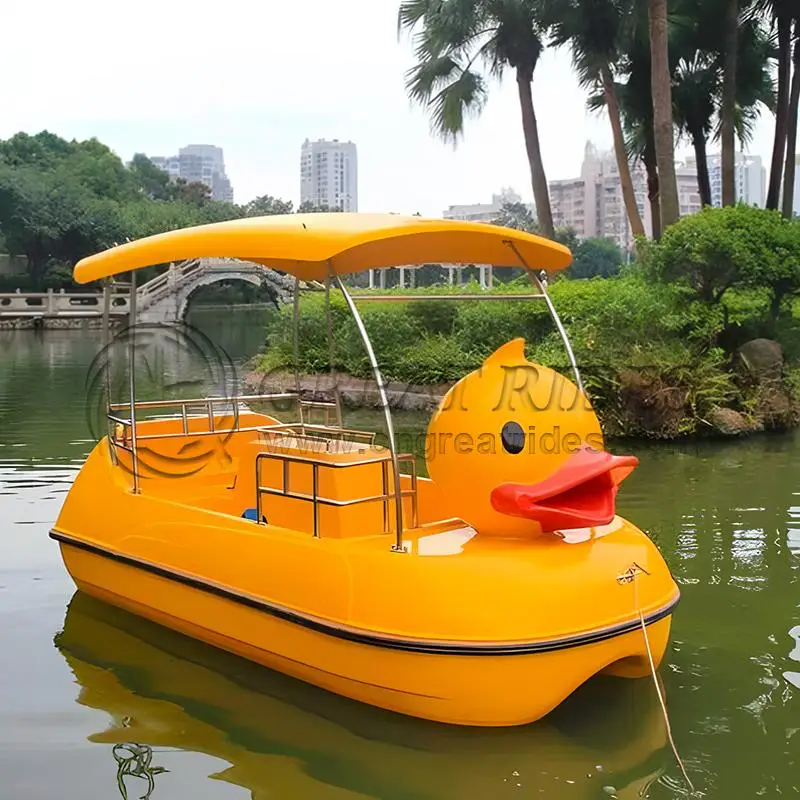 Happy fun water yellow duck pedal boat sport floating boat FRP water park recreation boat for sale