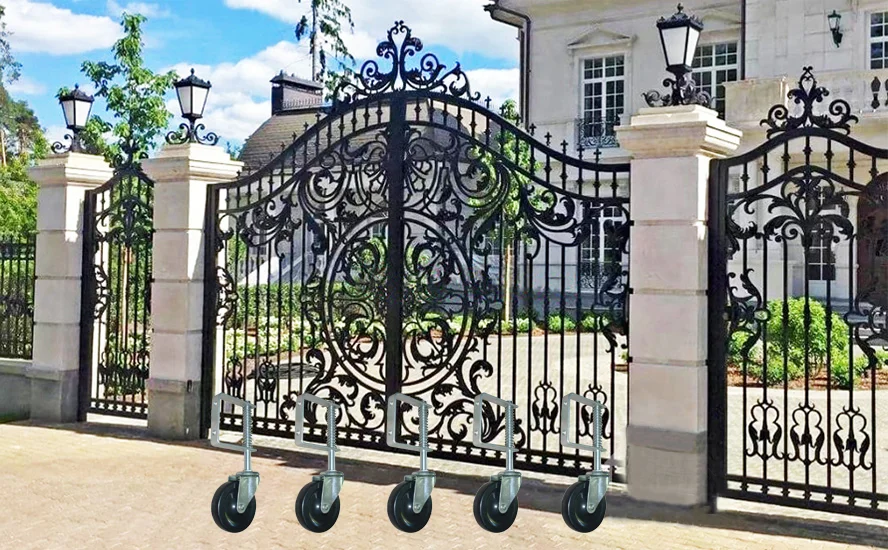 100mm 4 inch Spring Loaded Gate Caster Castor Door Wheel Hard Rubber Wheel