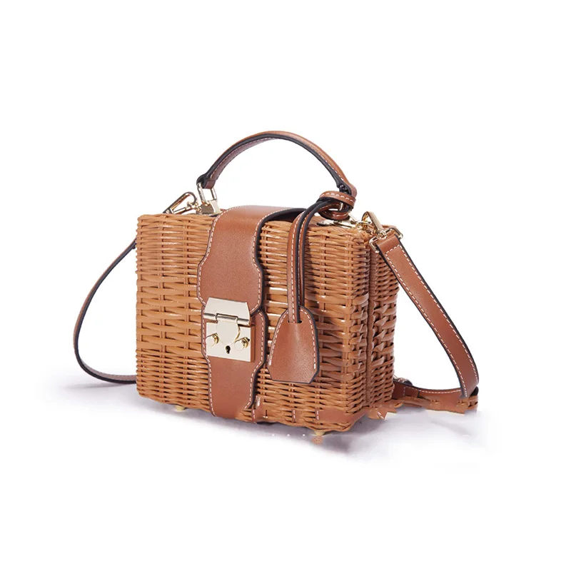 Rattan bag bali rattan bags women handbag vietnam handmade woven round basket indonesia big small shoulder rattan beach bag