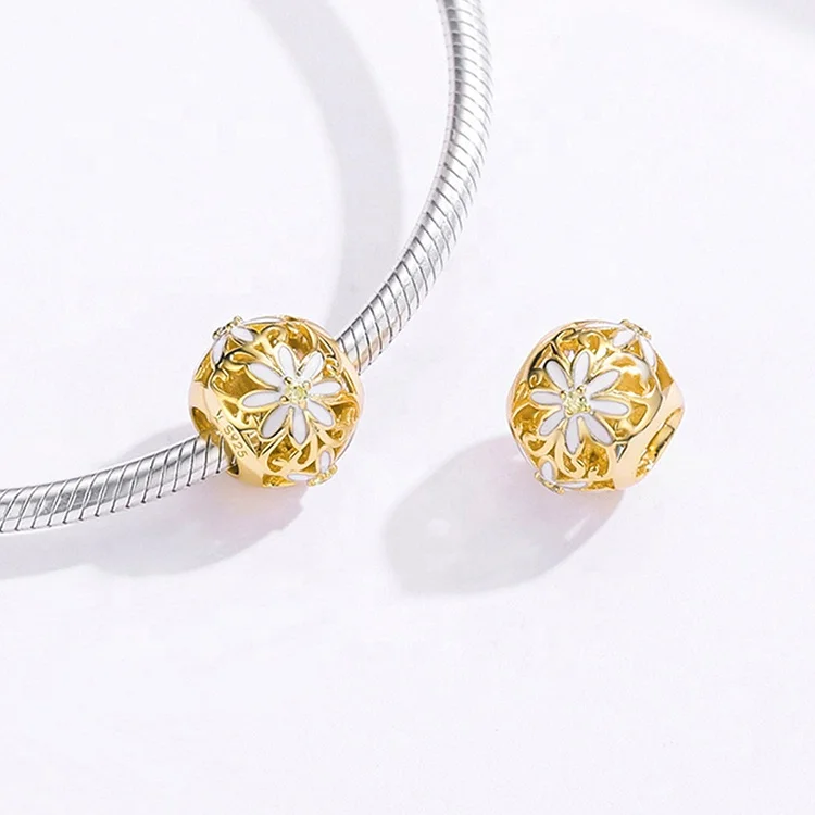 
Quality Gold Plated Jewelry DIY Flower Beads 14k gold filled charms for bracelet 