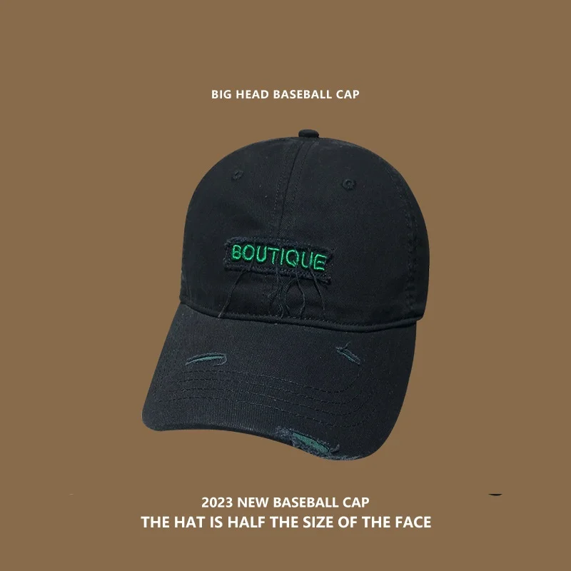 New Fashion Rough Edged Letter Baseball Cap Summer Protection Vintage Embroider Letter Adjustable Hat For Men Women