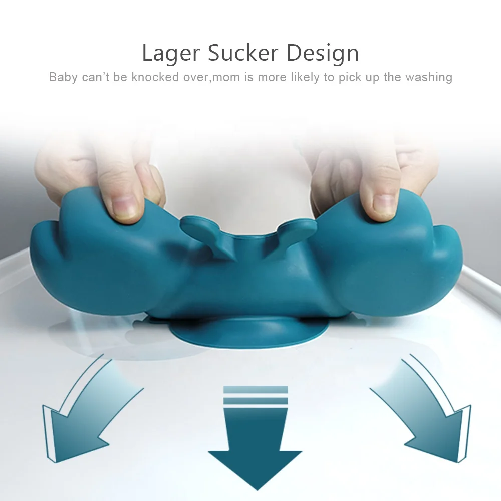 6 Pack Silicone Baby Feeding Set Silicone Cups Baby Bib Set Animal Pattern Printed Suction Bowl Dish Plate Silicone Baby Spoon