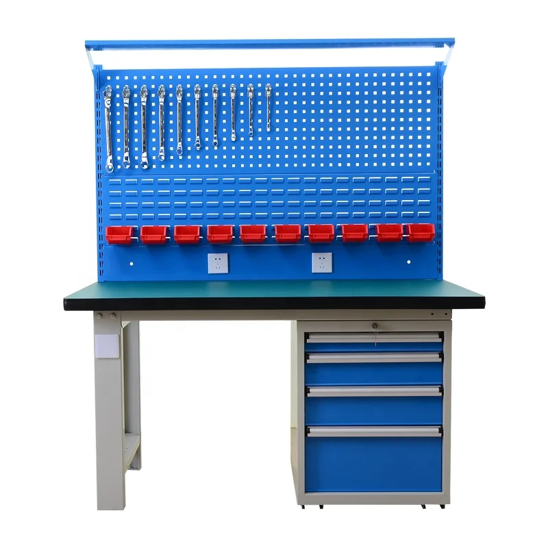 Tool Cabinets Factory Metal Tools Operation Table Workbench with Hanging Board for Workshop