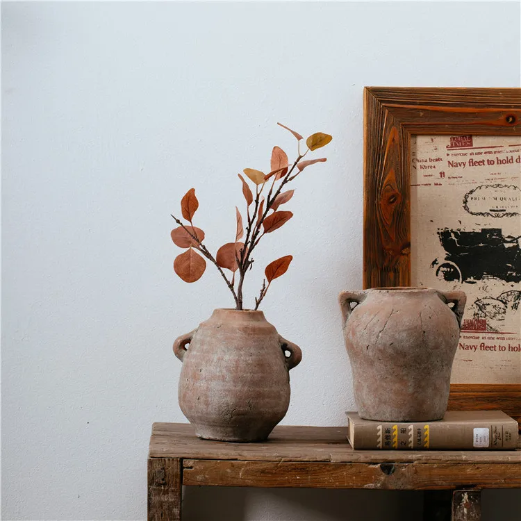 Недорогие матовые грубые декоративные столешницы в стиле ретро для дома и сада терракотовые круглые вазы цветы деревенские декора