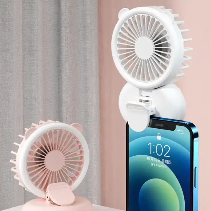 Factory Wholesale Mini Portable Handheld Rechargeable Cooling Fan Fill Light USB Charging Clamp Night Light Desk Fan