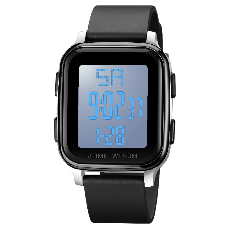 OEM 50m waterproof big dial sport style silicone band kids wrist digital watches