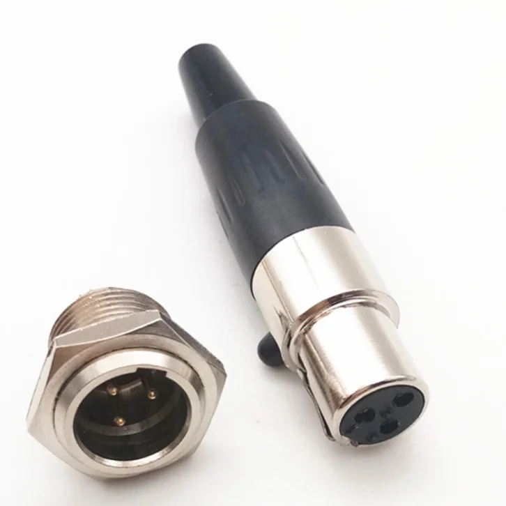 Gold Pins Mini XLR 3Pin Male Plug panel chassis with female 3 pin mini XLR female jack