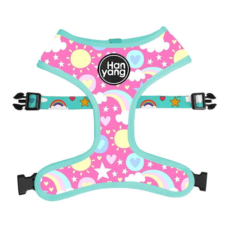 2023 New Released  Manufacturer OEM Sublimation Duo Reversible Harness Soft Neoprene Padded  Pet Dog Harness Custom Harness