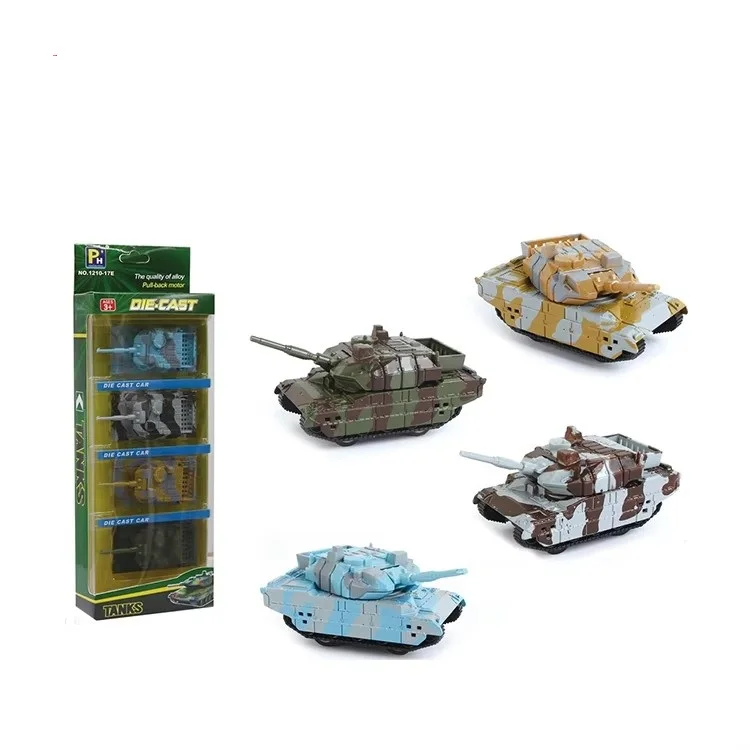 Alloy metal die cast pull back tank toy 4PCS