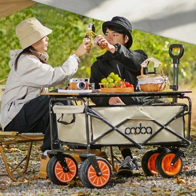 Electric outdoor folding wagon electric beach folding wagon cart with front omni-directional wheel ride on camping cart