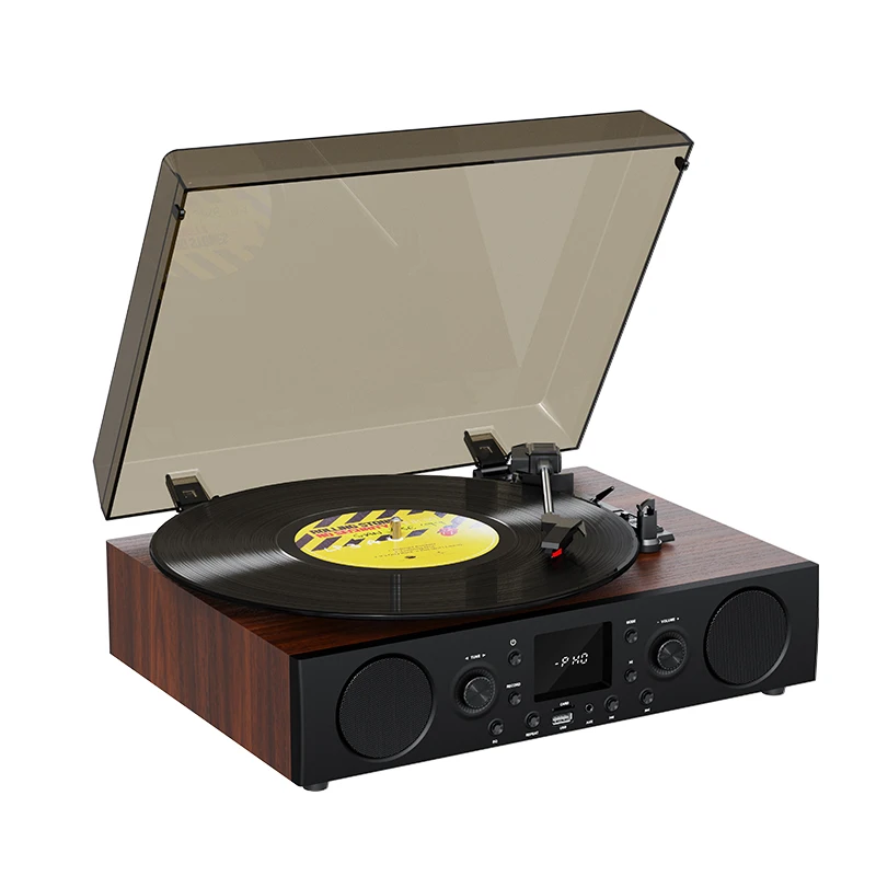 Hot Sale New Wooden Retro Phonograph  Vinyl Record Player Vintage Phonograph ARC FM High Sound Quality Powered Radio
