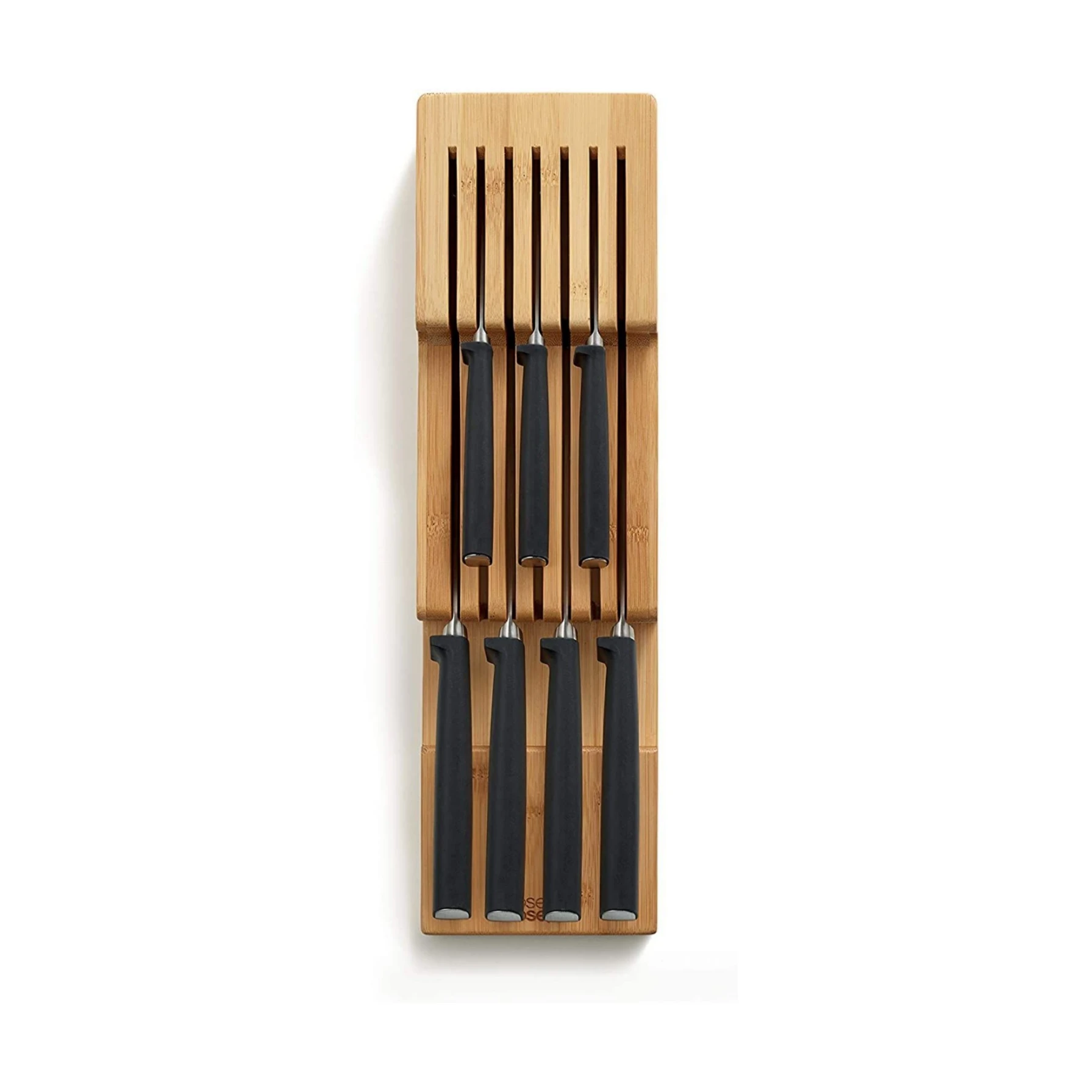 Natural Wood Kitchen Drawer Knife Organizer Holder Bamboo Knife Block