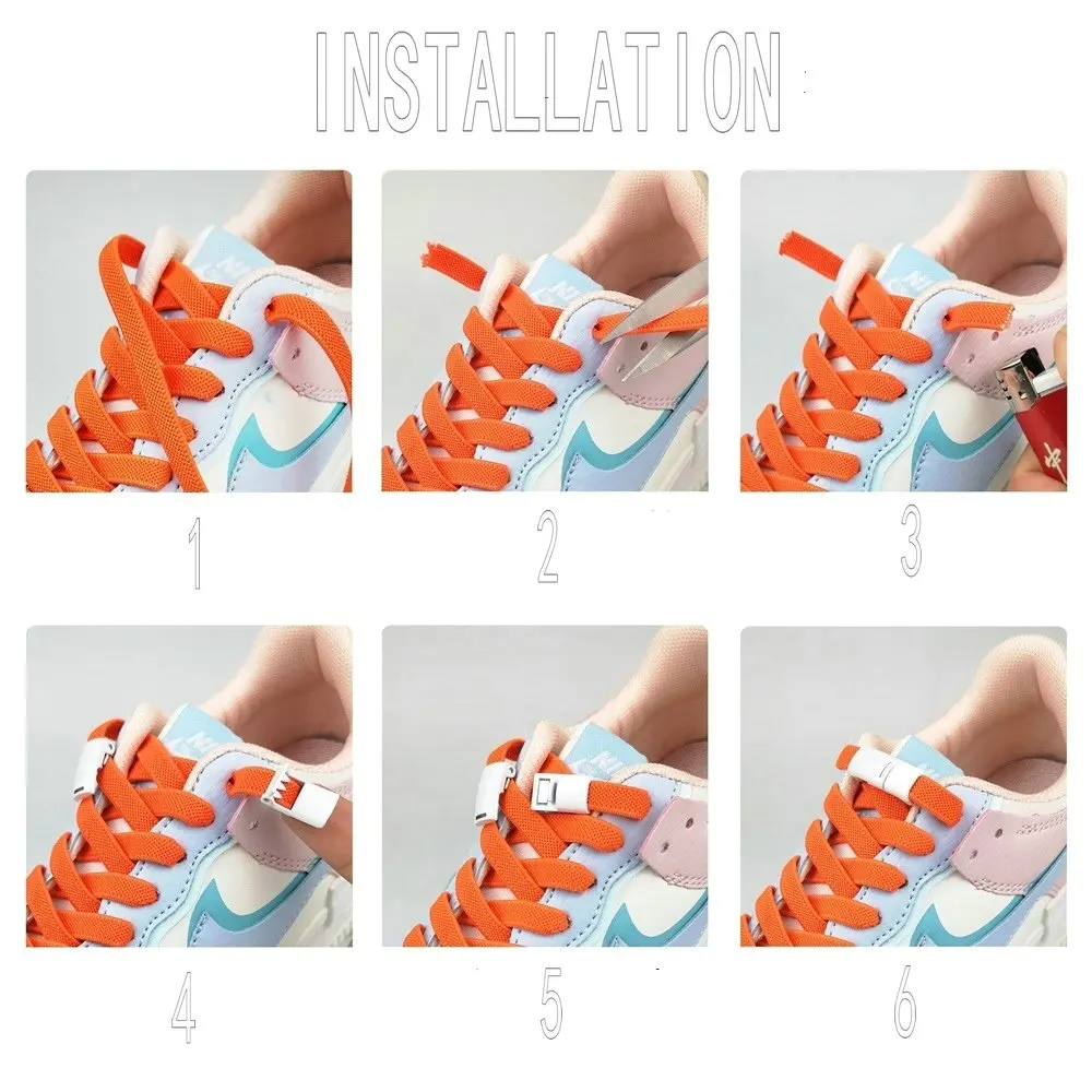 8MM High Strength Tieless Shoelaces One Size Fits All Magnetic Lock Closure Stretch No Tie Elastic Shoelaces For Kids And Adults