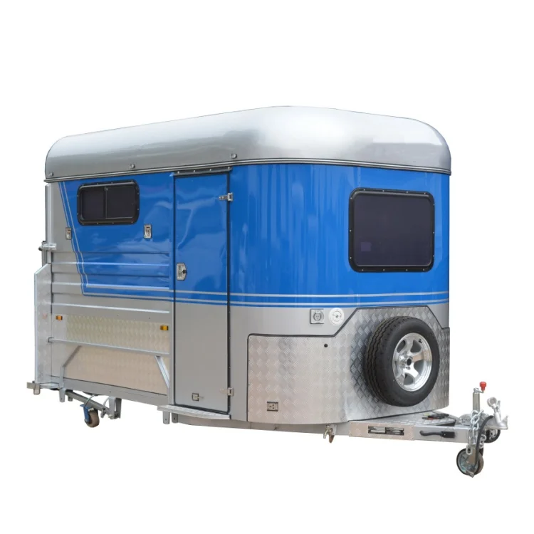 2024 Factory Hot Sale Square Head 2-Horse Float Angle Load  HorseTrailer