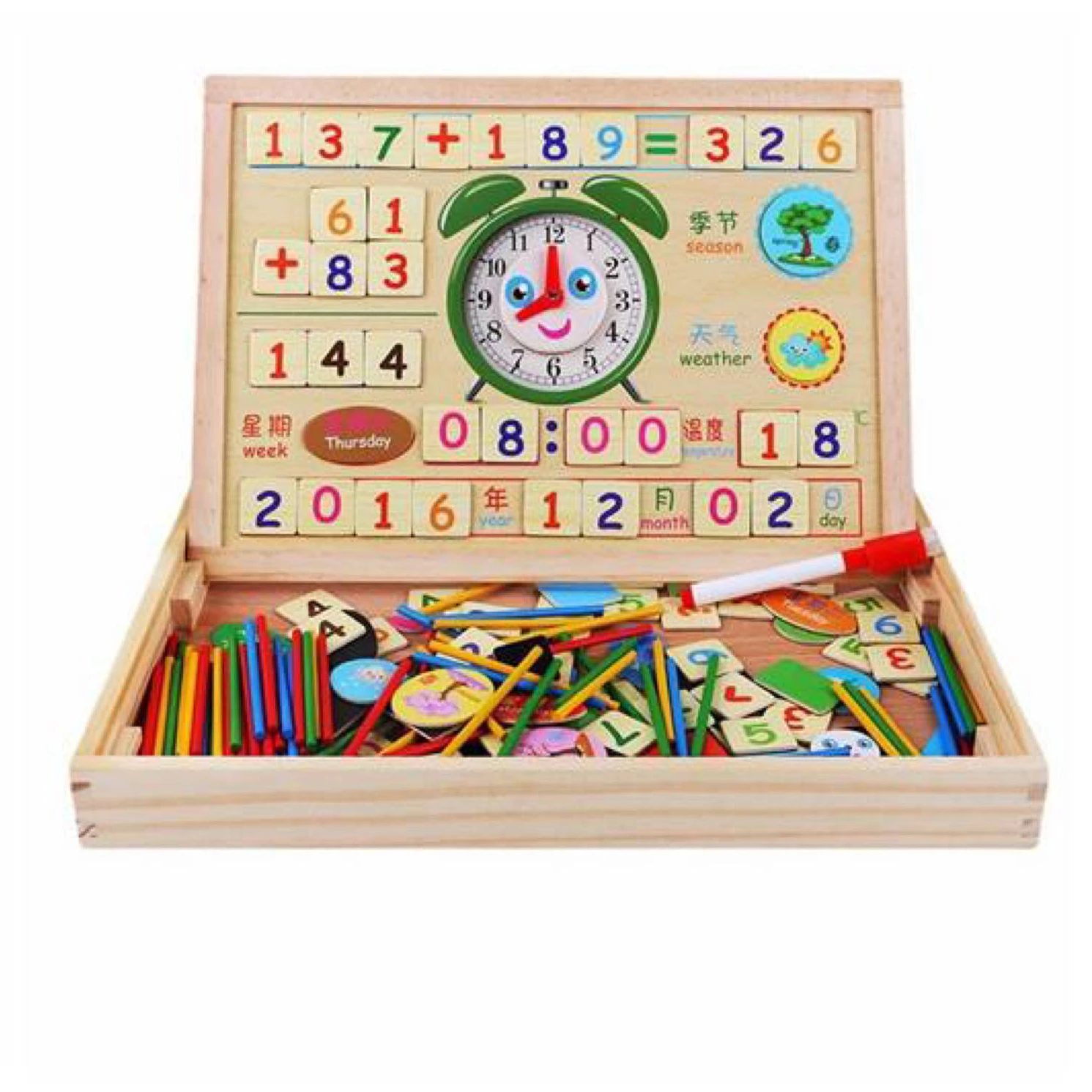Educational Toys Math Teaching Multi-Function Montessori Material Wooden Digital Computing Box