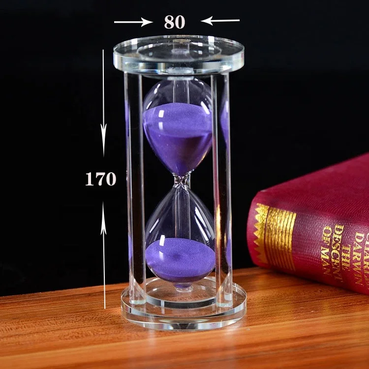 DILU 6.3inch Crystal Hourglass Sandglass 15/30/60 Minutes Glass Sand Hourglass Sand Clock Timer Desktop Art Craft Ornament Gift