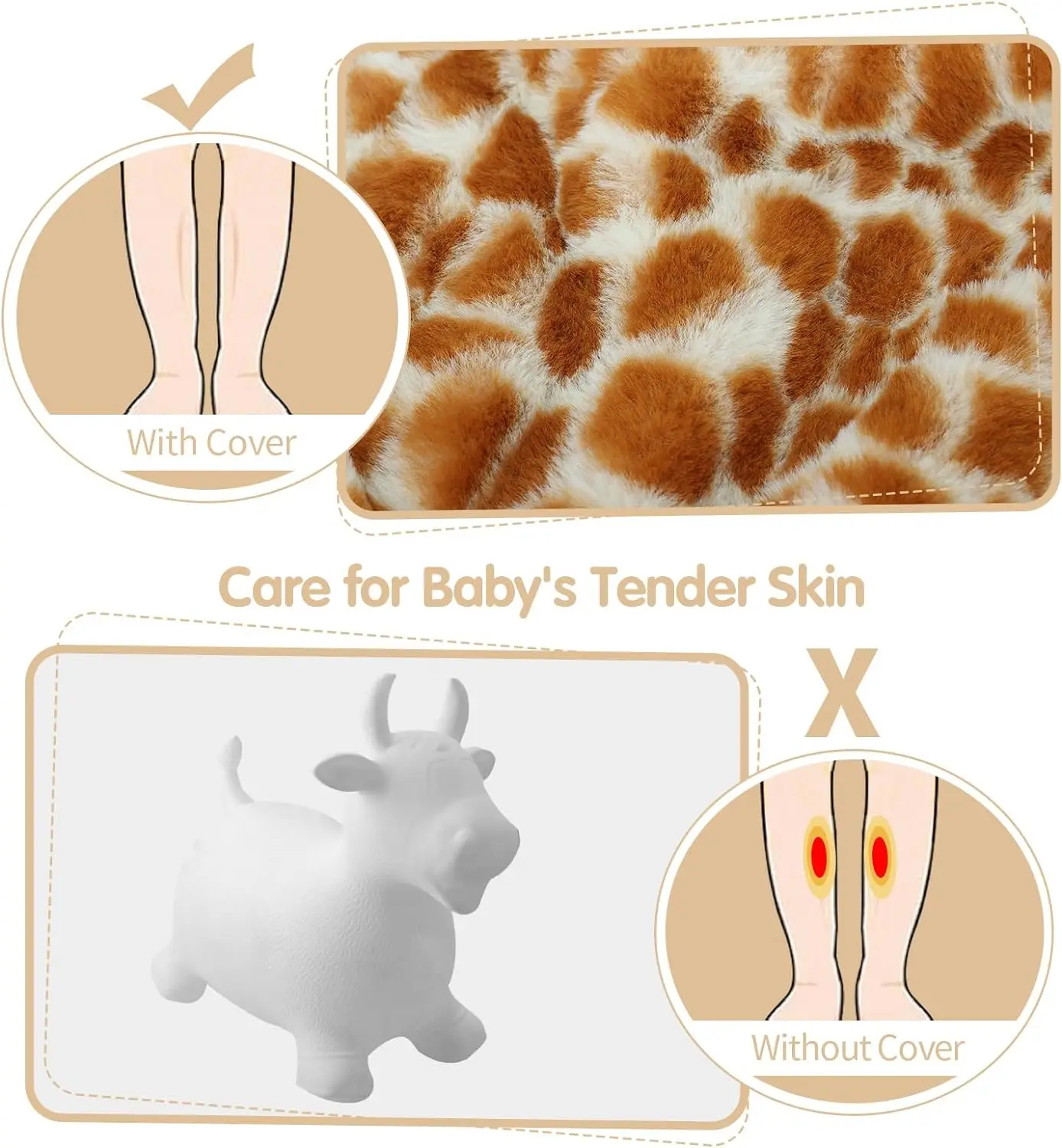 Safe Material Meet EN71 Soft Play Inflatable Plush Animal Hopper Toy Bouncy Giraffe In Cloth For Kids