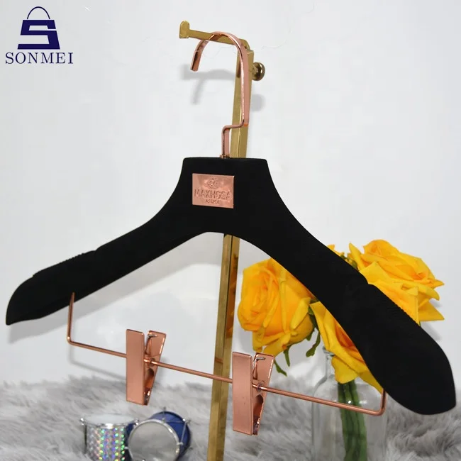 Display metal plaque custom black velvet skirt clips rose gold hangers