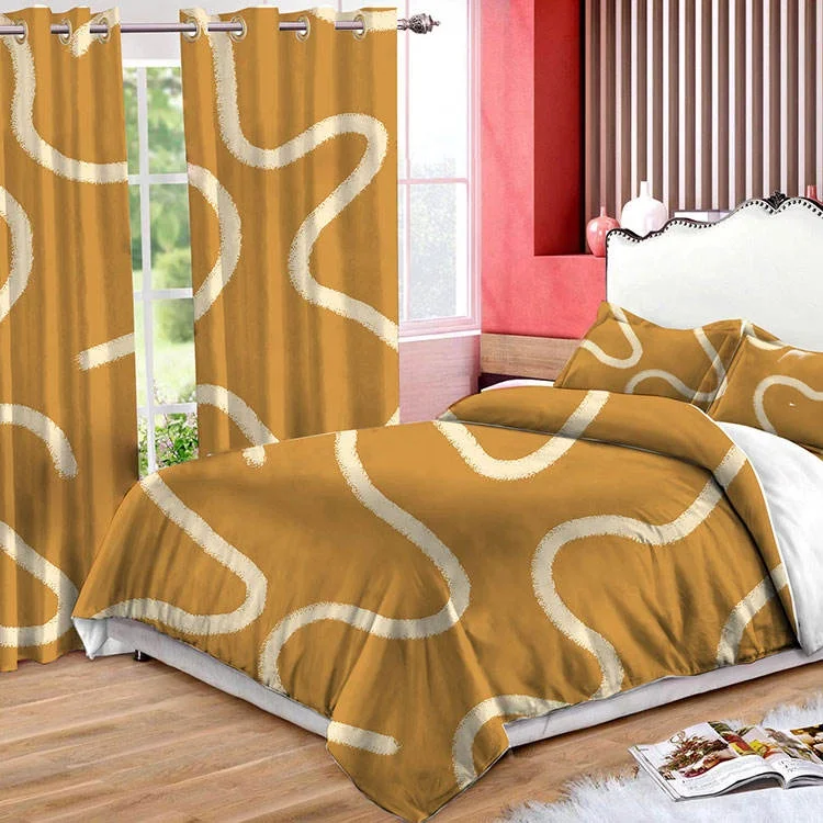 Home Bedroom Bedding Curtain Set 3d Design Printing Floral And Flower Luxury Bedsheet 6pcs Sets